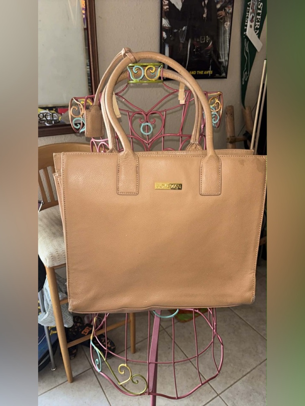 Cole Haan Camel/Tan Leather Structured Tote